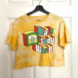 Oversized Walt Disney World Crop Tee in yellow tie dye